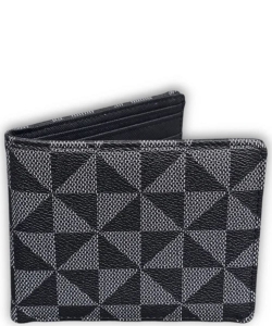 Geometric Pattern Bi-Fold Wallet 007-1028 BLACK